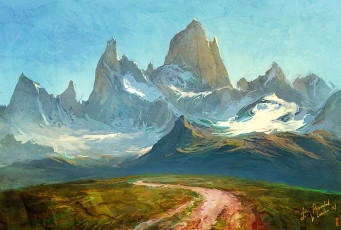 Картинка рисованное природа горы
