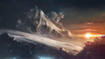 Картинка рисованное природа снег горы