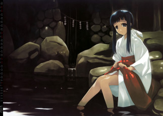 Картинка календари аниме девушка взгляд вода камни