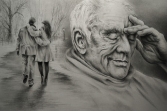 Картинка рисованное люди девушка мужчина фон старик