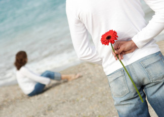 Картинка разное мужчина+женщина девушка море парень цветок