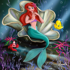 обоя мультфильмы, the, little, mermaid, рыбы, русалка