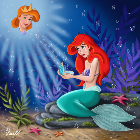 Обои картинки фото мультфильмы, the, little, mermaid, ракушка, русалка