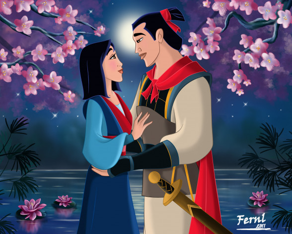 Обои картинки фото мультфильмы, mulan, свидание