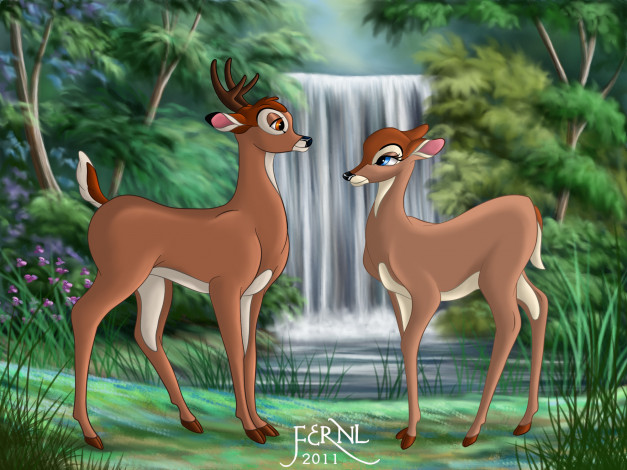 Обои картинки фото мультфильмы, bambi, олени