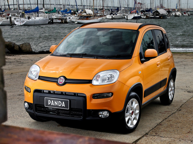 Обои картинки фото автомобили, fiat, panda, желтый, 2013, au-spec, 319, trekking