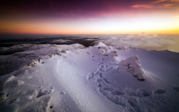 Картинка природа горы снег закат