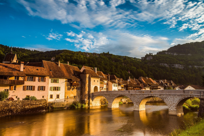 Обои картинки фото saint-ursanne, switzerland, города, - мосты