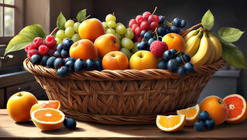 обоя рисованное, 3д графика, еда-, food, фрукты