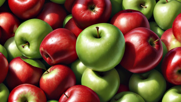 обоя рисованное, 3д графика, еда-, food, яблоки