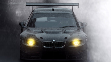обоя автомобили, bmw, черный, капли, дождь
