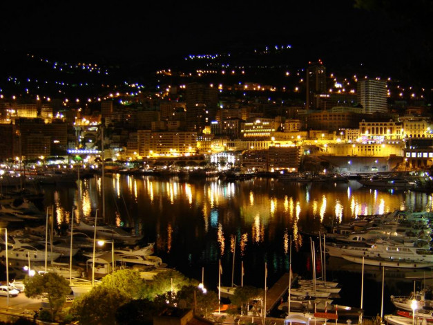 Обои картинки фото монако, ночное, города, монте, карло