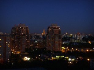 Картинка вид на москву ночью города москва россия