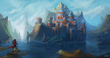 Картинка фэнтези замки горы замок