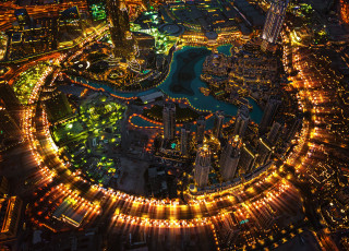 Картинка города дубай+ оаэ dubai дубай город вечер огни башня бурдж-халифа