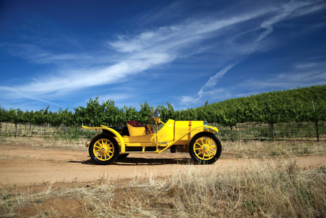 Обои картинки фото автомобили, классика, 1913г, roadster, portola, model, 31, pope-hartford, желтый