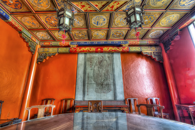 Обои картинки фото chinese room, интерьер, убранство,  роспись храма, комната, кампус, собор