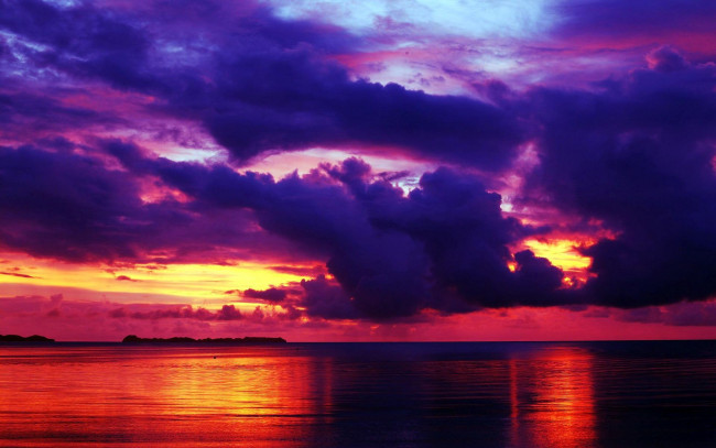 Обои картинки фото природа, восходы, закаты, небо, облака, тучи, закат, море