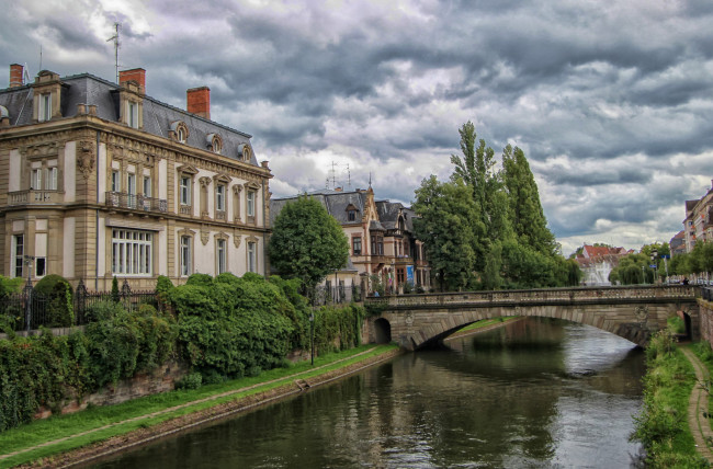 Обои картинки фото strasbourg, города, страсбург , франция, мост, река