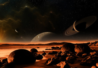 Картинка 3д+графика атмосфера настроение+ atmosphere+ +mood+ вселенная поверхность планеты