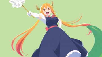 Картинка аниме miss+kobayashi`s+dragon+maid взгляд девушка фон