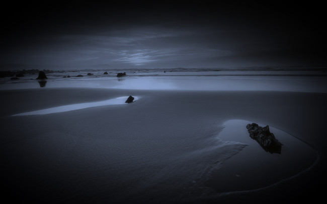 Обои картинки фото природа, побережье, камни, море, ночь