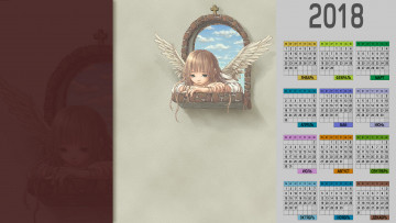 Картинка календари аниме окно лицо крылья девочка