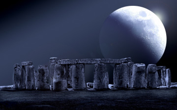 Картинка космос луна стоунхендж фон