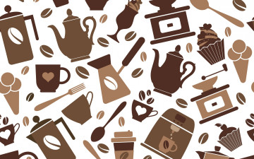 обоя векторная графика, еда , food, фон, coffee, background, vector, текстура, кофе, seamless, pattern