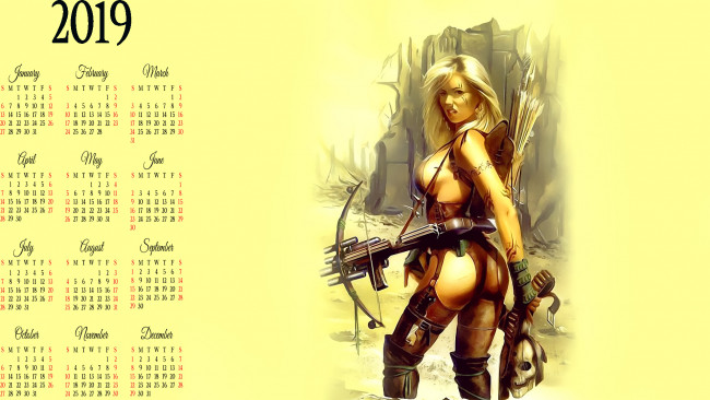 Обои картинки фото календари, фэнтези, воительница, девушка, оружие, череп