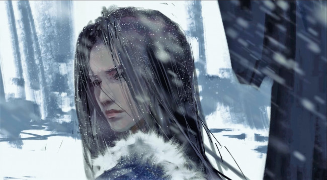 Обои картинки фото фэнтези, _ghost blade ,  призрачный клинок, лицо, снег