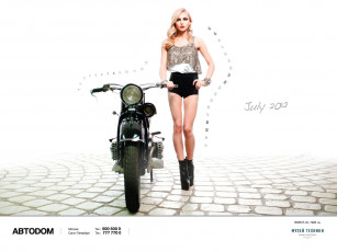 обоя календари, девушки, блондинка, мотоцикл, ретро