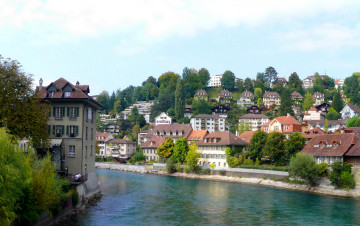 обоя швейцария, берн, города, набережная, дома, река