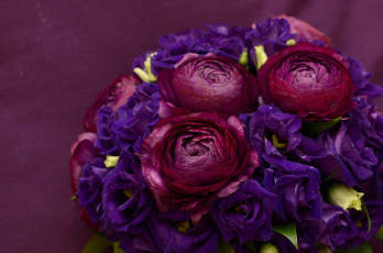 Картинка цветы букеты композиции лиловый ранункулюс эустома