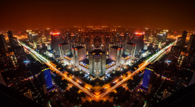 Обои картинки фото beijing, china, города, пекин, китай, ночной, город, панорама