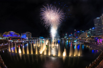 Картинка vivid+sydney+festival+2014 города сидней+ австралия фейерверк фестиваль ночь город