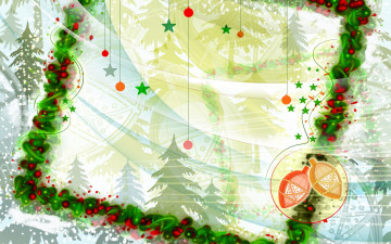Картинка праздничные векторная+графика+ новый+год рождество новый год рамка шишки шарики звездочки