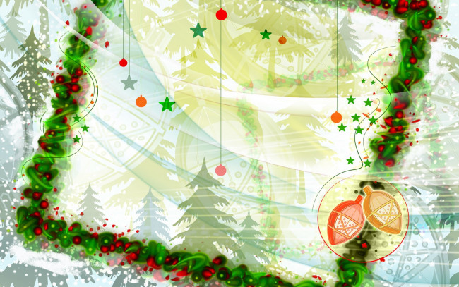 Обои картинки фото праздничные, векторная графика , новый год, рождество, новый, год, рамка, шишки, шарики, звездочки