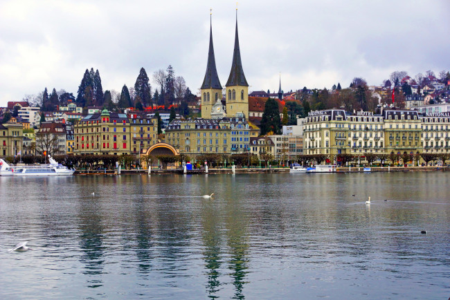 Обои картинки фото швейцария  люцерн, города, люцерн , швейцария, река, дома, люцерн, мост