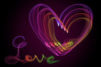 Картинка 3д+графика романтика+ romantics сердце линии любовь надпись дым
