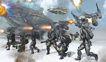 Картинка 3д+графика фантазия+ fantasy взрывы оружие роботы