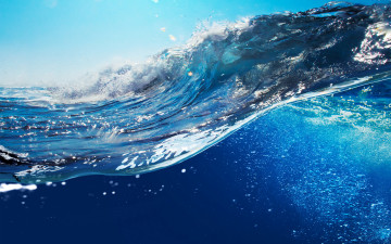 обоя природа, вода, wave, splash, ocean, волна, море, океан, sky, sea, blue