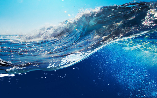 Обои картинки фото природа, вода, wave, splash, ocean, волна, море, океан, sky, sea, blue