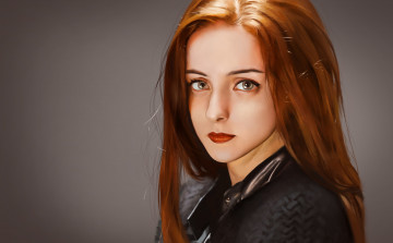 Картинка рисованное люди девушка взгляд рыжая