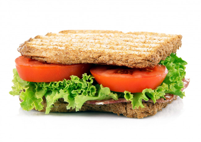 Обои картинки фото еда, бутерброды,  гамбургеры,  канапе, салат, помидоры, хлеб, колбаса