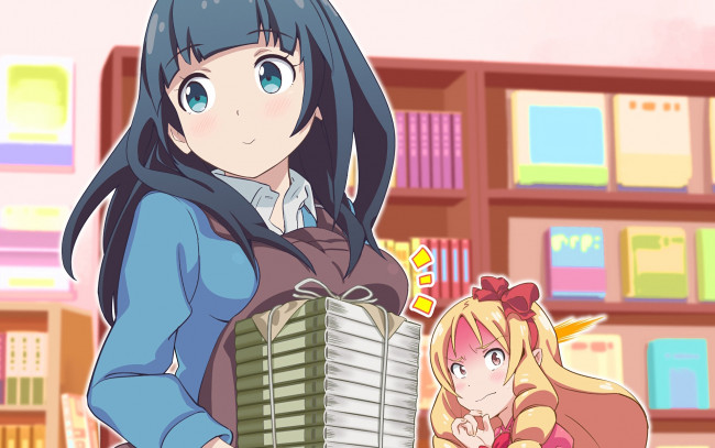 Обои картинки фото аниме, eromanga-sensei, девушка, взгляд, фон