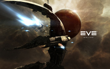 Картинка видео+игры eve+online станция корабли планета