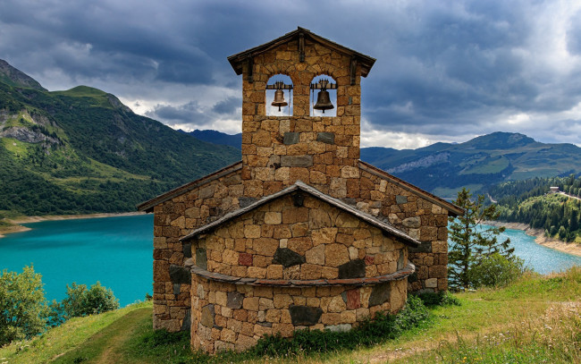 Обои картинки фото la chapelle de roselend, france, города, - католические соборы,  костелы,  аббатства, la, chapelle, de, roselend