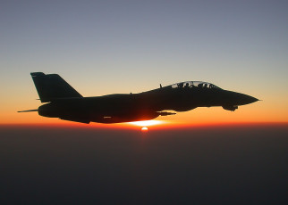 Картинка авиация авиационный+пейзаж креатив f14 tomcat самолет солнце военный