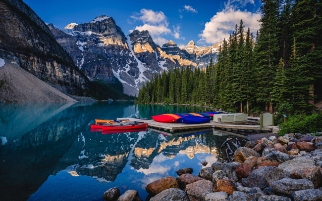 Обои картинки фото moraine lake, корабли, лодки,  шлюпки, moraine, lake